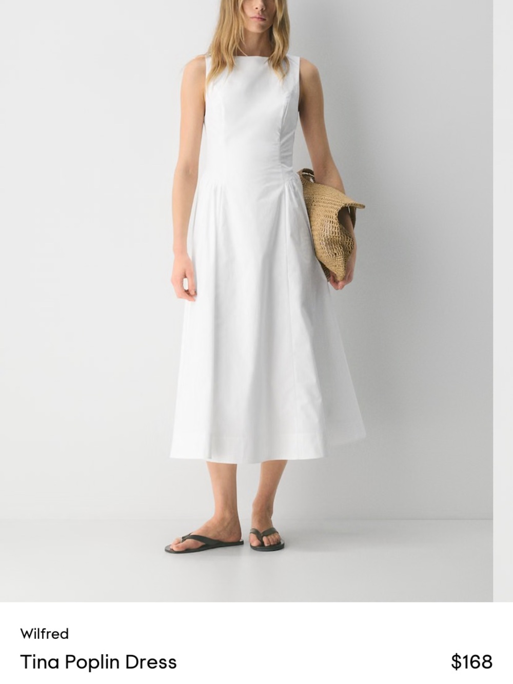 Aritzia Wilfred Tina Poplin Dress in Bright White